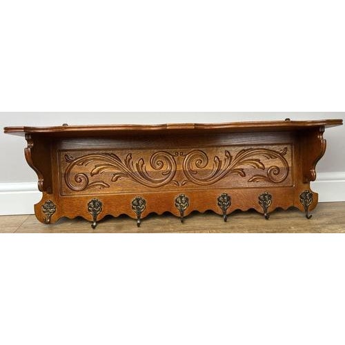 Vintage French Wall Coat Rack in Oak For Sale - Image 13 of 15