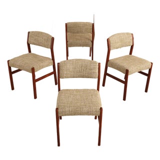 Set of 4 Vintage Teak Dining Chairs Set, 1960s Danish Modern Attributed to h.w. Klein | Danish MCM Chairs For Sale