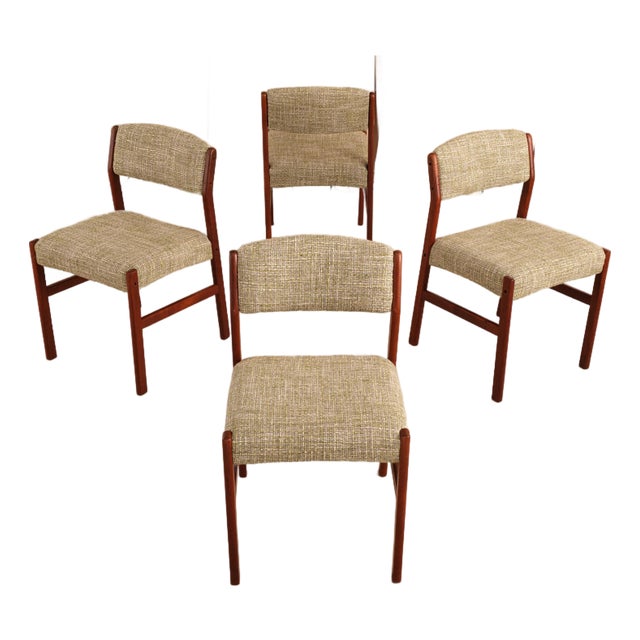 Set of 4 Vintage Teak Dining Chairs Set, 1960s Danish Modern Attributed to h.w. Klein | Danish MCM Chairs For Sale