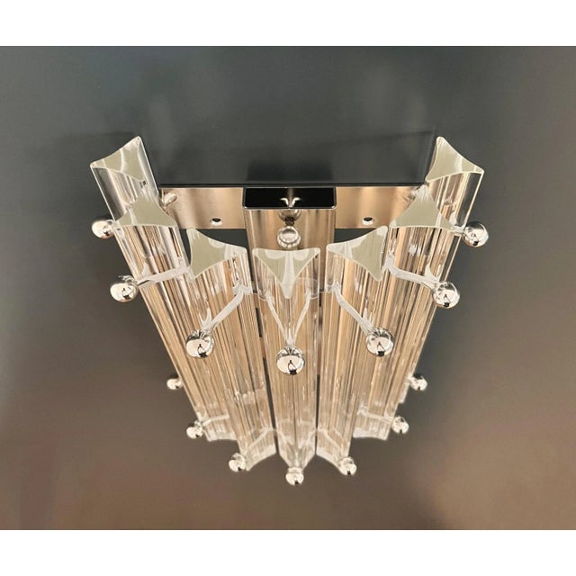 Vintage Murano Wall Sconces in Clear Triedri, 1990s, Set of 2 For Sale - Image 12 of 16