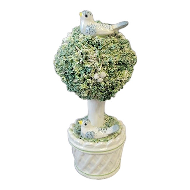 Italian Porcelain Topiary With Birds For Sale