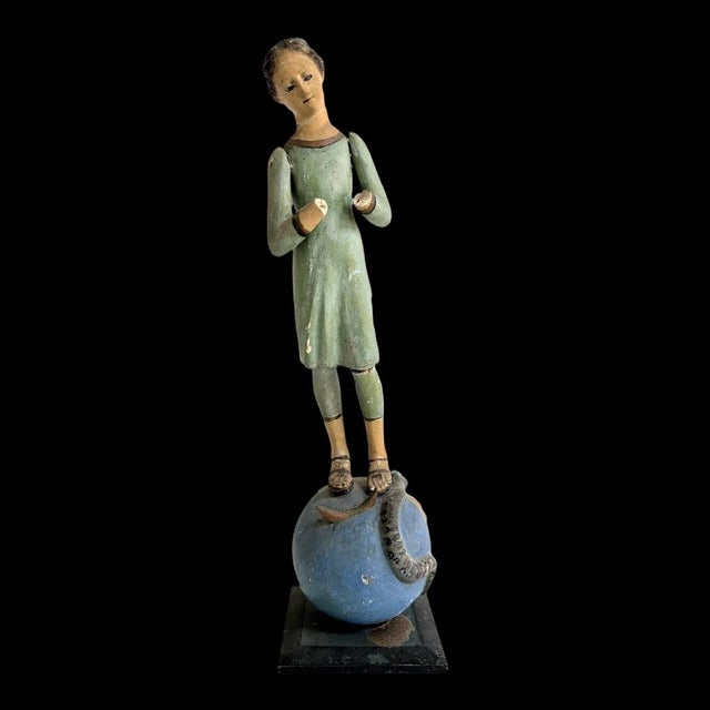 Spanish Spanish School 19th Century Polychrome Carved Wooden Virgin Mary For Sale - Image 3 of 11