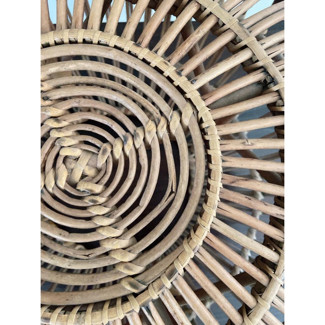 Wood 1960s Vintage Franco Albini Style Wicker Ottoman For Sale - Image 7 of 8