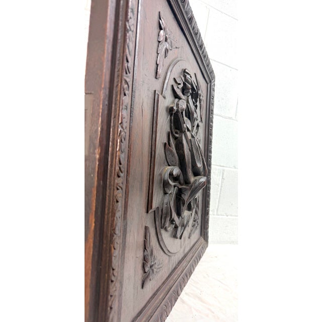 Brown Large Antique 19th Century Architectural Salvage Art Theme Door Sculpture Panel For Sale - Image 8 of 13