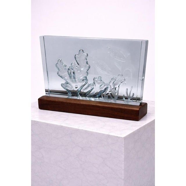 1950s Glass Aquarium Block Sculpture by Asta Strömberg for Strömbergshyttan, Sweden, 1950 For Sale - Image 5 of 8