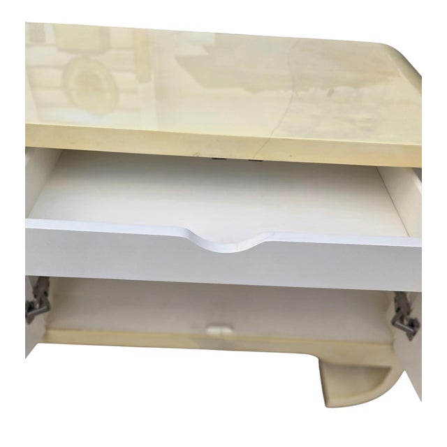 Vintage 1970s Faux Goatskin Console Buffet Karl Springer Style Postmodern Credenza For Sale - Image 9 of 17