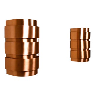 Swedish Model V155 Sconces in Copper by Hans-Agne Jakobsson for Hans-Agne Jakobsson AB, 1950s, Set of 2 For Sale