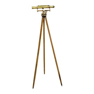 Surveyer's Transit 1953 Keuffel & Esser on Outdoor Wood Tripod For Sale