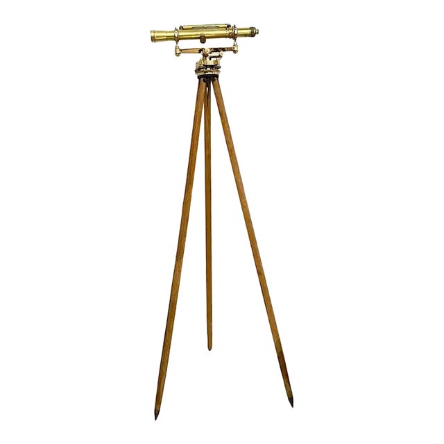 Surveyer's Transit 1953 Keuffel & Esser on Outdoor Wood Tripod For Sale