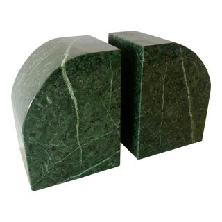 Pair Green Marble Bookends For Sale