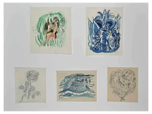 Jean Gabriel Daragnès, Compositions, Ink & Watercolor, Early 20th Century