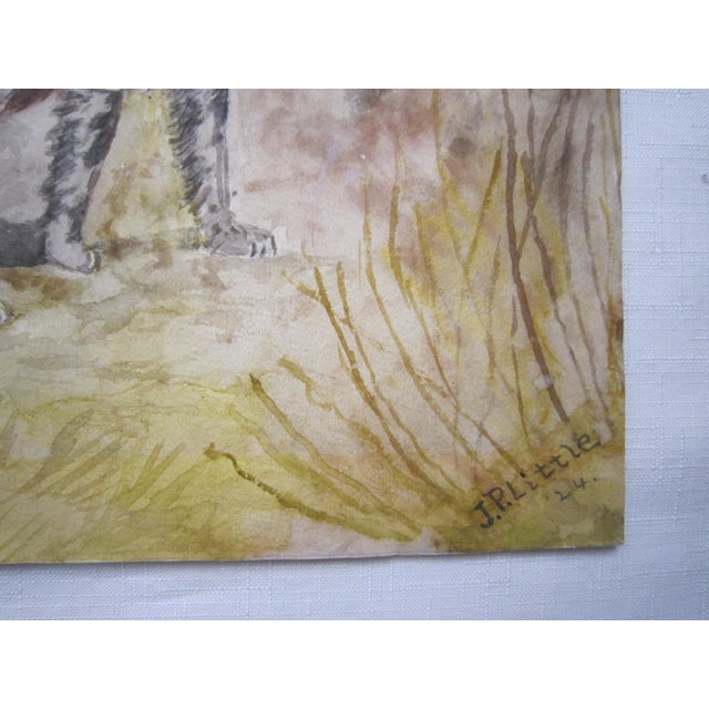 American 19thC Sporting Watercolor Setters, Signed "j.p. Little 24" For Sale - Image 3 of 5