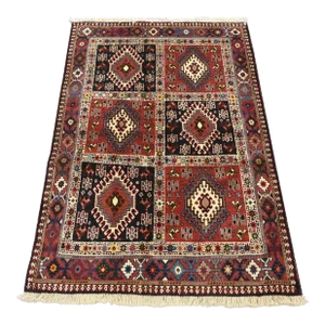 Yalameh Rug 3'4'' X 4'11'' Multicolor Wool Vintage Tribal Hand-Knotted Carpet