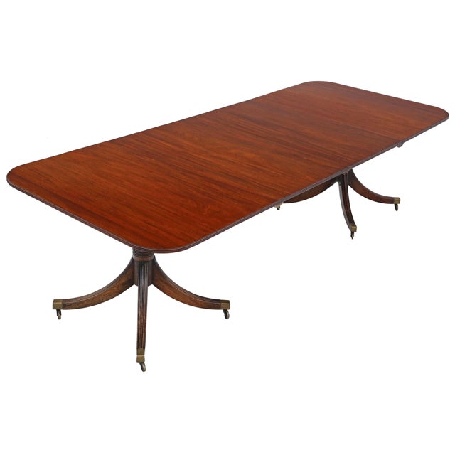 Large Antique Extendable Double Pedestal Dining Table in Mahogany, Late 19th Century For Sale - Image 10 of 10
