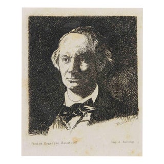 Edouard Manet, Portrait of Charles Baudelaire, 1868, Etching For Sale
