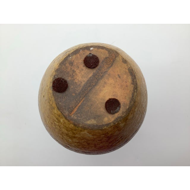 Mid-Century Modern Mid 20th Century Pottery Craft Vase Striped Brown For Sale - Image 3 of 9