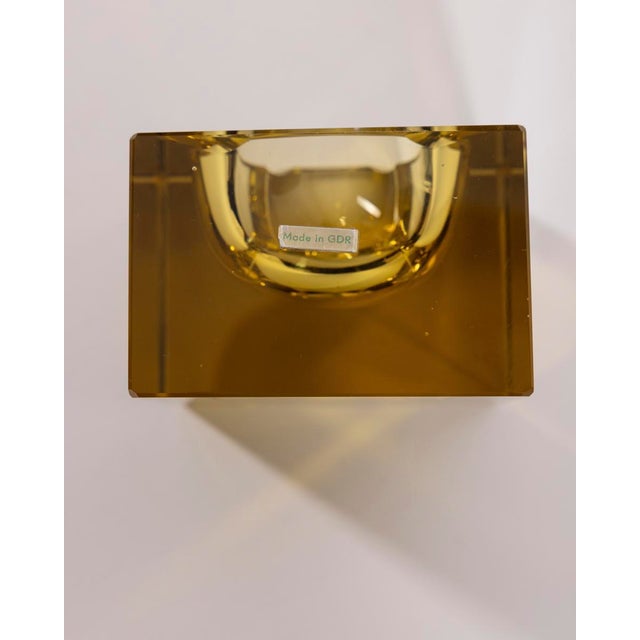Vintage German Yellow Crystal Ashtray, 1960s For Sale - Image 8 of 9