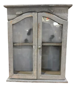 Vintage Wood Curio Cabinet With Glass Doors