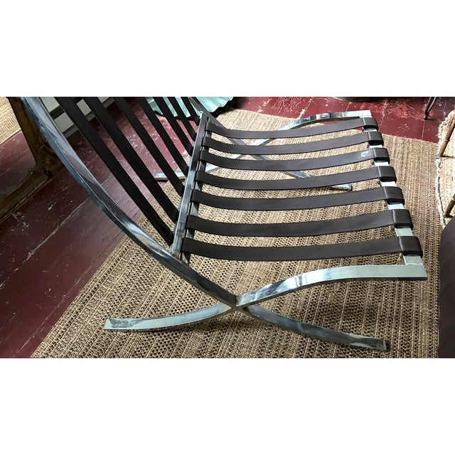 Vintage Barcelona Style Chrome and Leather Chair For Sale In New York - Image 6 of 12