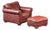 Late 20th Century Red Leather Armchair With Ottoman For Sale