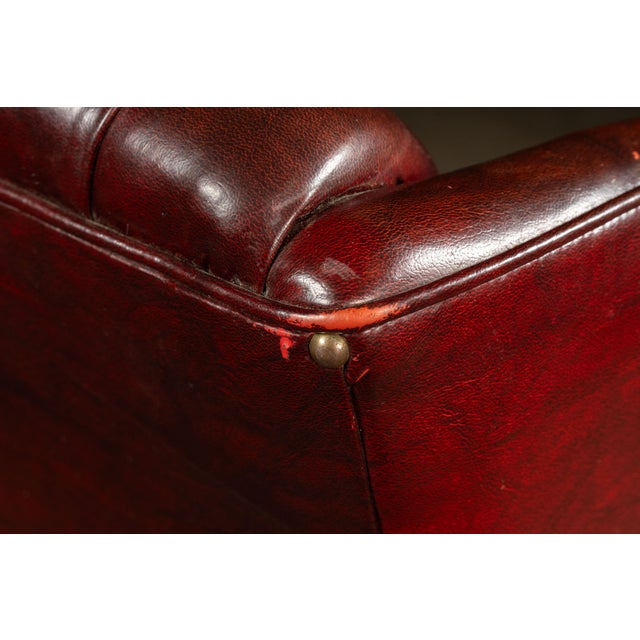 Vintage Tufted Leather Wingback Chesterfield Armchair in Oxblood For Sale - Image 14 of 14