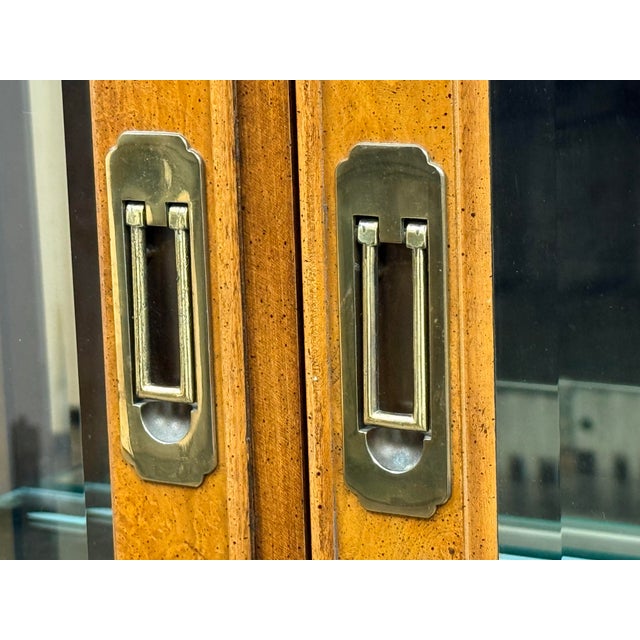 Campaign Style Curio Display Vintage Cabinets, Pair For Sale - Image 9 of 12