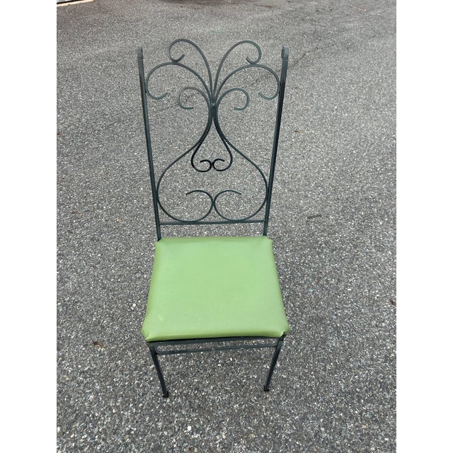 1960s 1960s Beautiful Mid Century Modern Wrought Iron Patio Set Table and 5 Chairs For Sale - Image 5 of 6