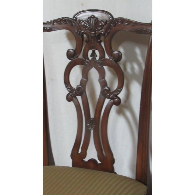 1980s 1980s Ethan Allen Set Dining Room Chippendale Chairs Eight Mahogany For Sale - Image 5 of 9