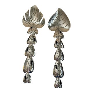 1980s Emilia Castillo Silver-Plated Serving Set With Leaf Motif and Ant Detail - Signed For Sale