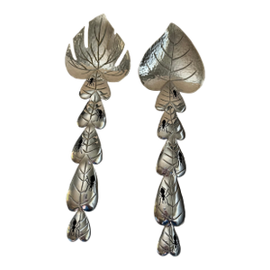 1980s Emilia Castillo Silver-Plated Serving Set With Leaf Motif and Ant Detail - Signed