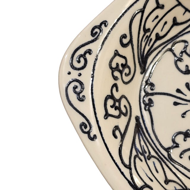 Ceramic Late 20th Century Signed American Studio Pottery Floral Oval Serving Platter For Sale - Image 7 of 18