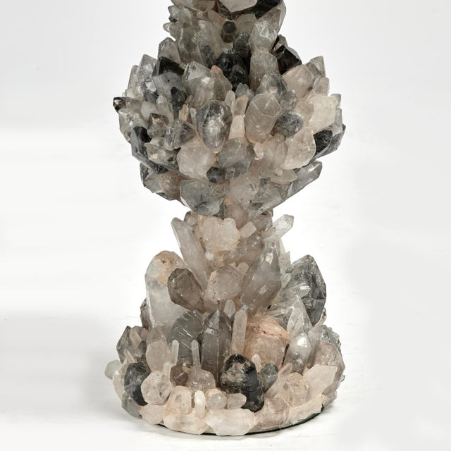 Pair of Vintage Quartz Crystal Candle Stands For Sale In West Palm - Image 6 of 12