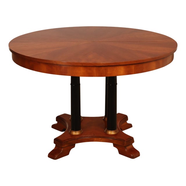 Ethan Allen 'Medallion' Cherry Round Pedestal Dining Table For Sale