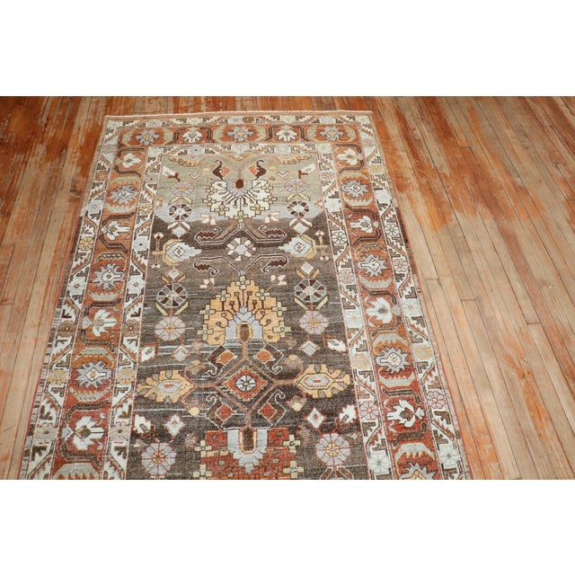 Brown Antique Zabihi Collection Persian Malayer Wide Runner For Sale - Image 8 of 10