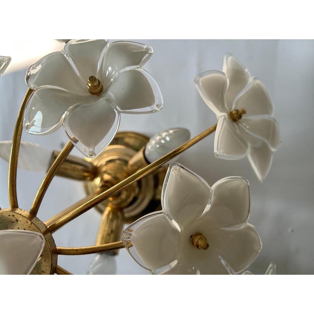 White Daisies Murano Ceiling Light, 1980s For Sale - Image 13 of 15