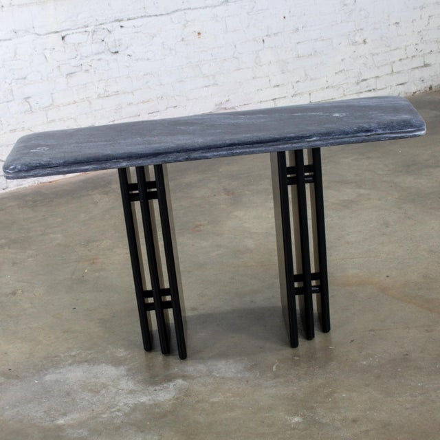 Fabulous Late 20th Century Scandinavian Modern to Postmodern end or side table comprised of a rectangular shaped gray &...
