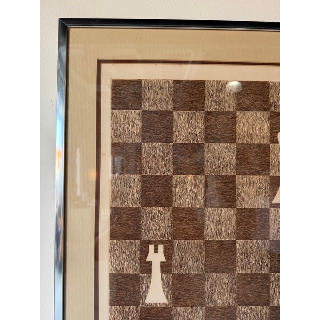 Vintage Modernist “Chess” Signed & Numbered Limited Edition Print in Chrome Aluminum Frame For Sale - Image 4 of 12