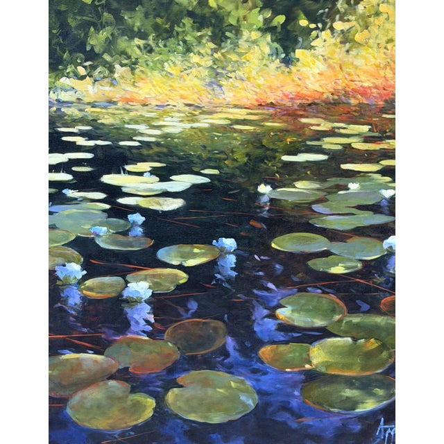 Modern Barbara Applegate (American, b. 1954) Impressionist Water Lilies For Sale - Image 3 of 15