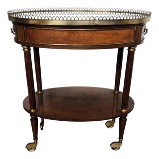 Mid-Century Modern Italian Brass Serving Bar Cart with Green Marble Top, 1950s For Sale