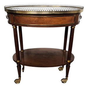Mid-Century Modern Italian Brass Serving Bar Cart with Green Marble Top, 1950s