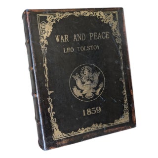 Vintage Tolstov War and Peace Faux Book Decorative Keepall Box For Sale