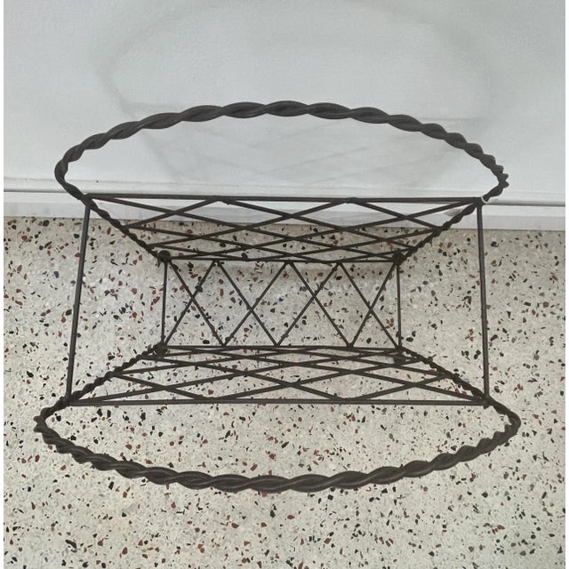 Mid-Century Modern Late 20th Century Vintage French Style Wrought Iron Magazine Rack For Sale - Image 3 of 6