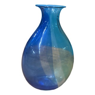 Mid-Century Two-Tone Murano Glass Flask in Green and Blue by Archimede for Seguso, 1950 For Sale