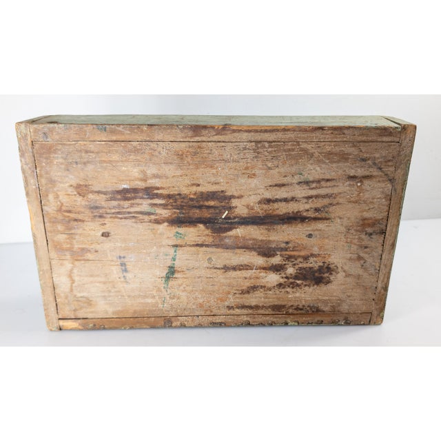 19th Century Primitive Rustic Tool or Tote Tray in Verdigris Green Paint For Sale - Image 9 of 9