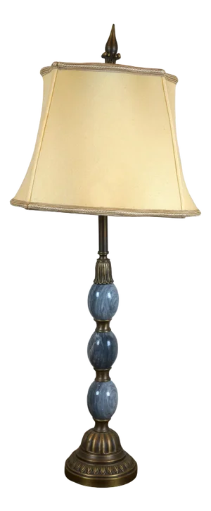 Vintage Maitland Smith Stacked Brass Gray Marble Egg Table Lamp