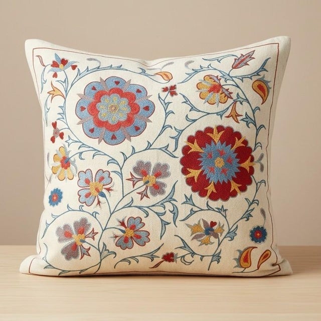 New Hand-Embroidered 100% Silk Cushion Cover – Authentic Uzbek Textile Art Elevate your home décor with this exquisite...
