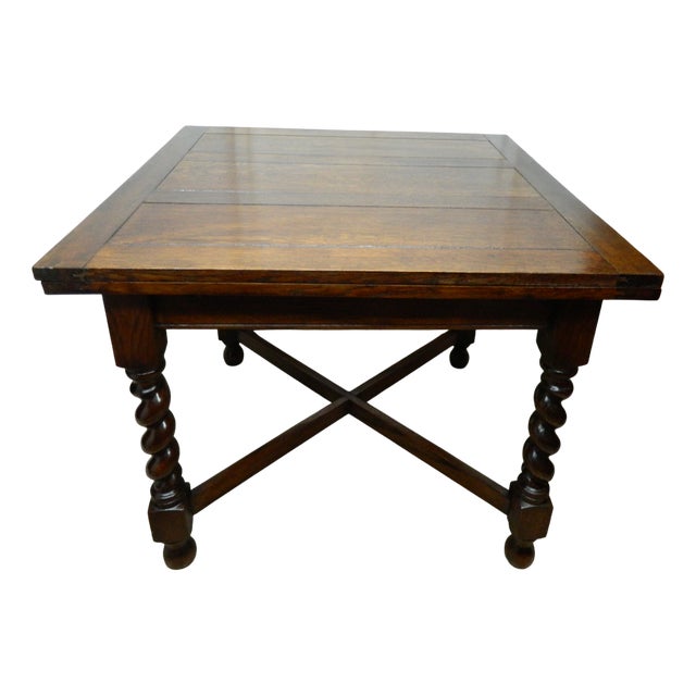Vintage Oak Barley Twist Table, 1920s For Sale