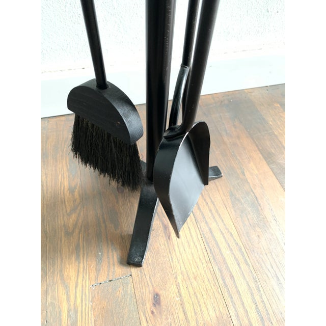 Mid 20th Century Mid 20th Century Mid-Century Modern Turned Wood Fireplace Tools Set- 4 Pieces For Sale - Image 5 of 9