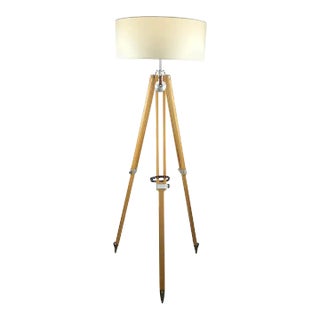 Adjustable Wooden Tripod Floor Lamp Natural Finish by Kern Aarau, Switzerland For Sale