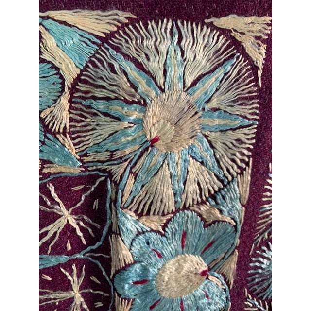 Vintage Indian Embroidered Wool Textile Wall Art – 32” X 31” For Sale - Image 11 of 13